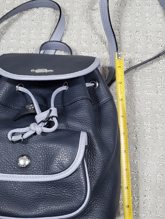 Coach Pennie Backpack Navy Blue pebble leather with and silver-toned hardware. main image 9